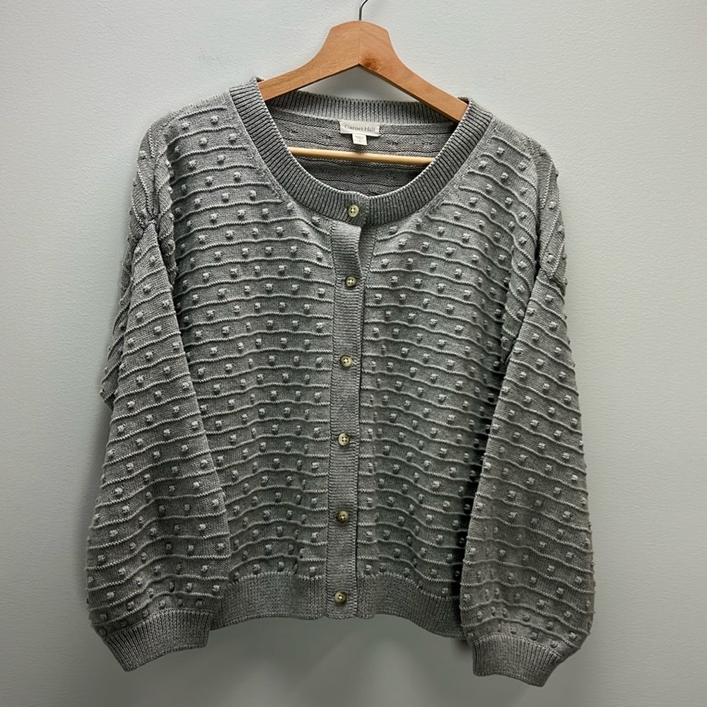 Garnet Hill Gray Textured Cardigan